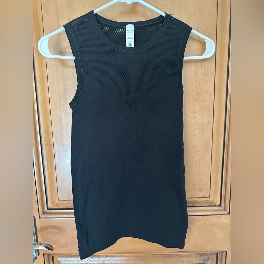 black athleta tank with mesh top
